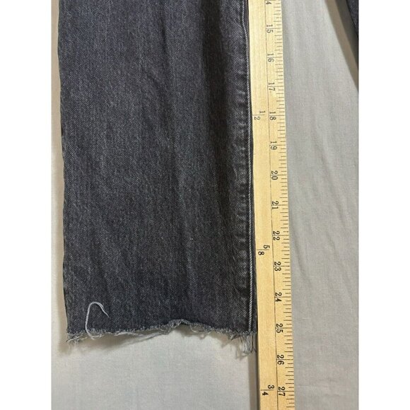 Abercrombie & Fitch Black Distressed Hem Belted Mom Jeans Size 25/0 24x25 - Picture 4 of 6